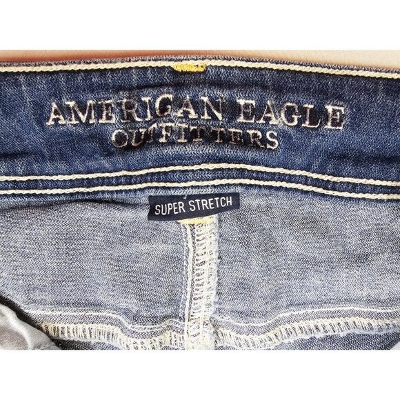 American Eagle Outfitters Size 6 X-Long Women Kick Boot Super Stretch Blue Jeans - Picture 6 of 13
